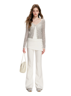 Alpaca Trim Cropped Cardigan