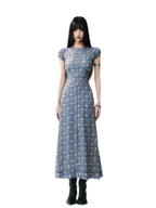 Blue Floral Tencel Dress