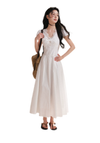 French Lace Puff Sleeve A-Line Dress