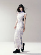 Iris Purple Mesh Qipao