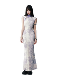 Iris Purple Mesh Qipao