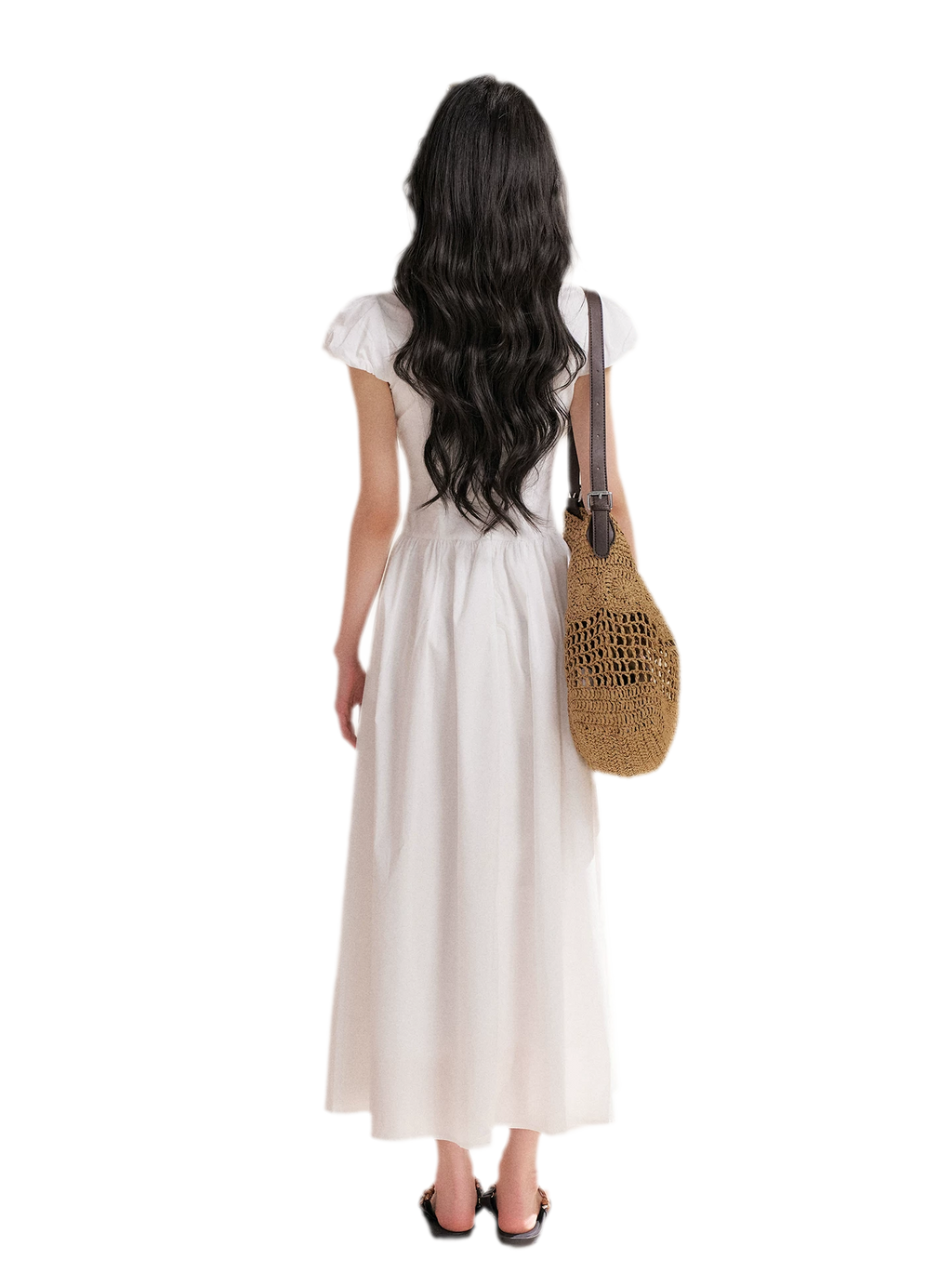 French Lace Puff Sleeve A-Line Dress