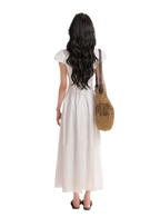 French Lace Puff Sleeve A-Line Dress