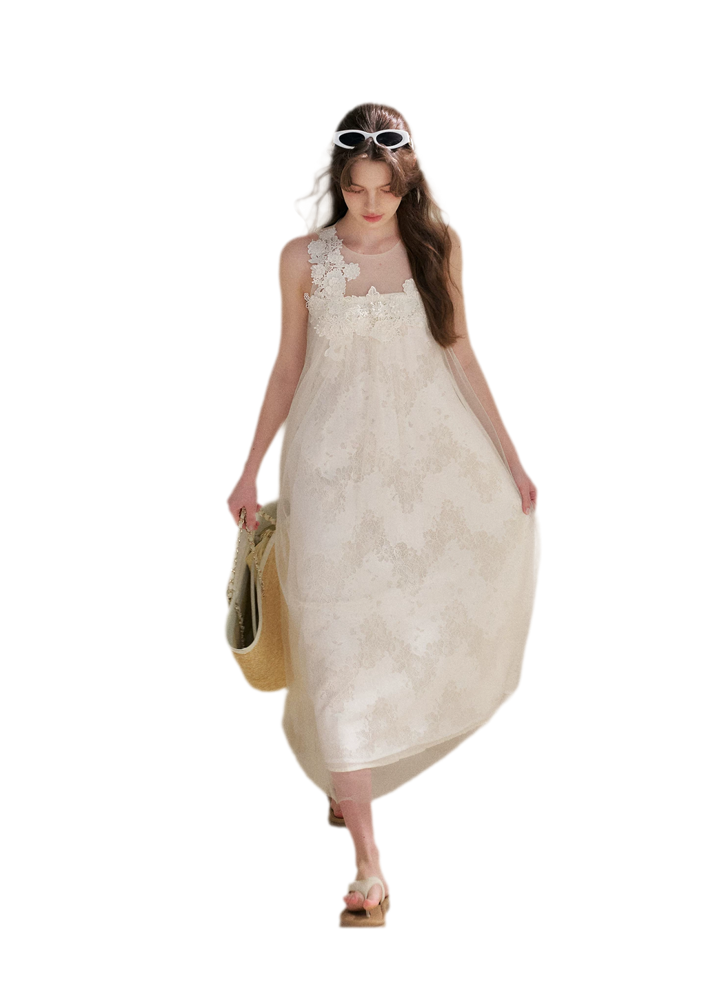 Sleeveless Mesh Lace Dress