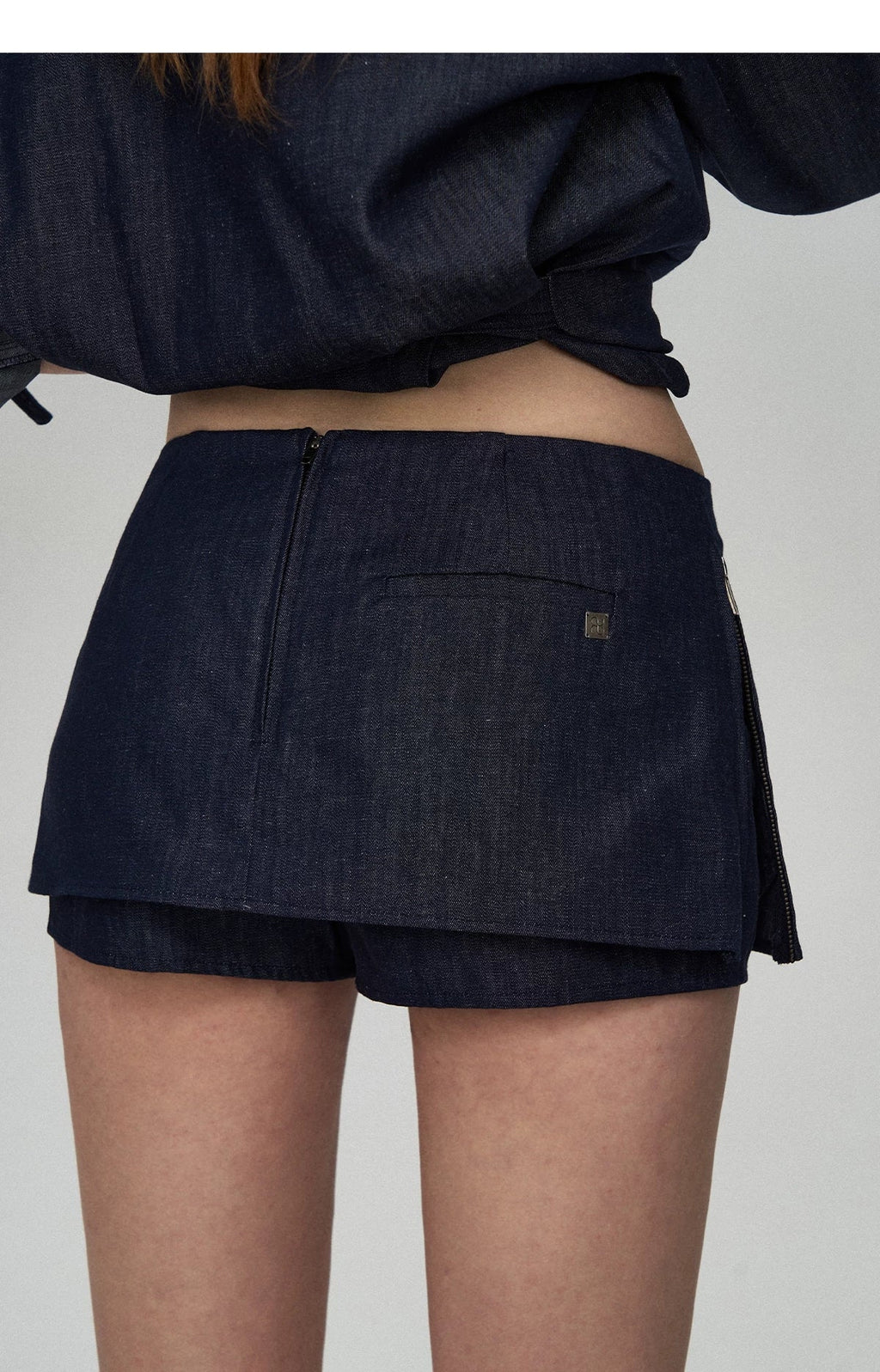 Tencel Linen Denim Shirt & Low-Waist Skirt