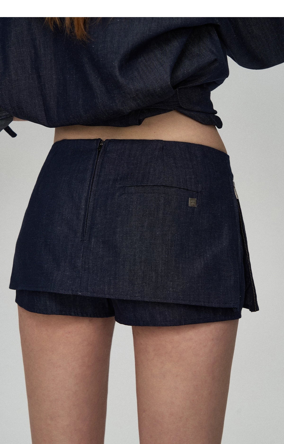 Tencel Linen Denim Shirt & Low-Waist Skirt