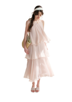 Chiffon Floral Halter Long Dress