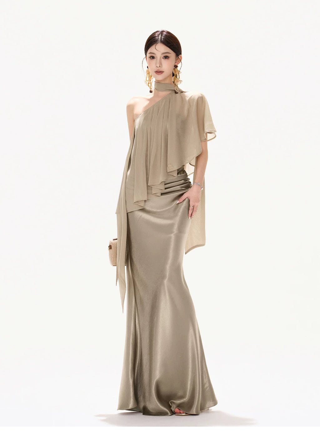 Amber Radiance Acetate Satin Mermaid Skirt