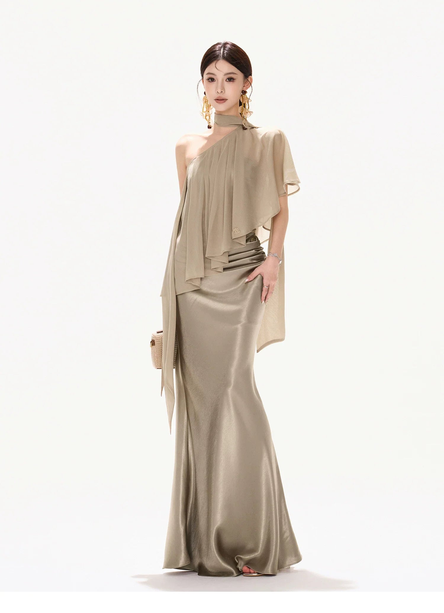 Amber Radiance Acetate Satin Mermaid Skirt