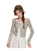 Alpaca Trim Cropped Cardigan