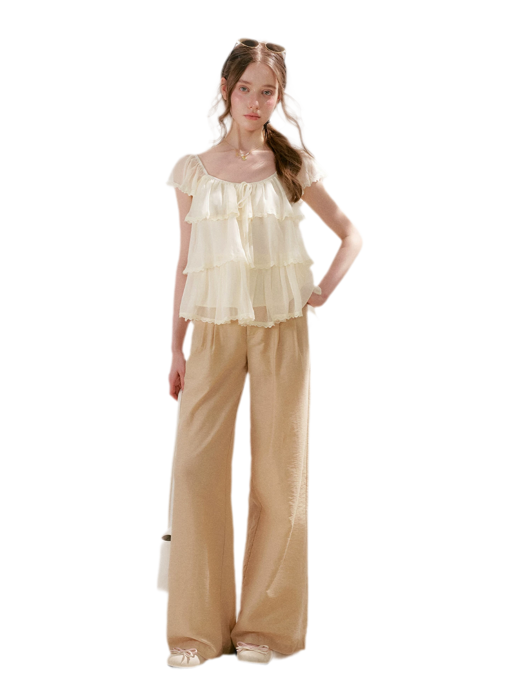 Tiered Ruffle Chiffon Blouse