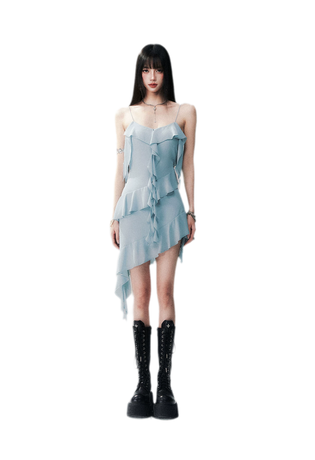 Ruffled Asymmetric Cami Dress