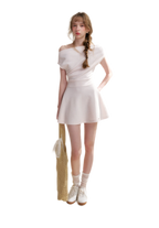 Romantic French Off-Shoulder Short Dress