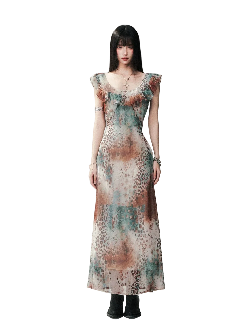 Sea Salt Leopard Chiffon Dress