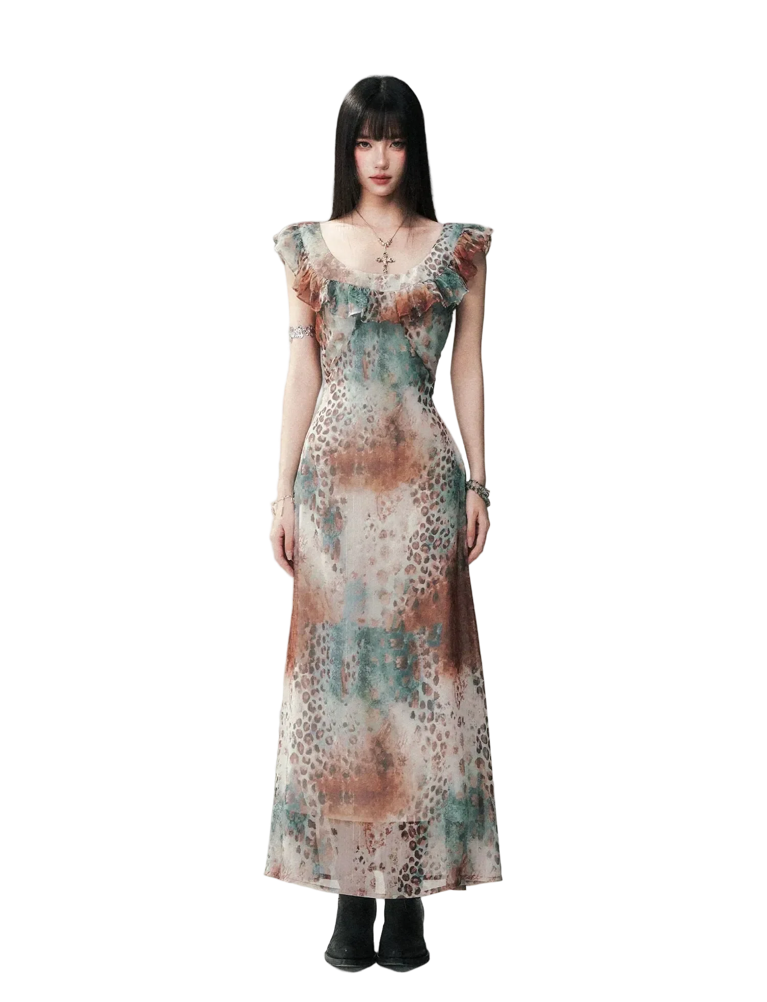 Sea Salt Leopard Chiffon Dress