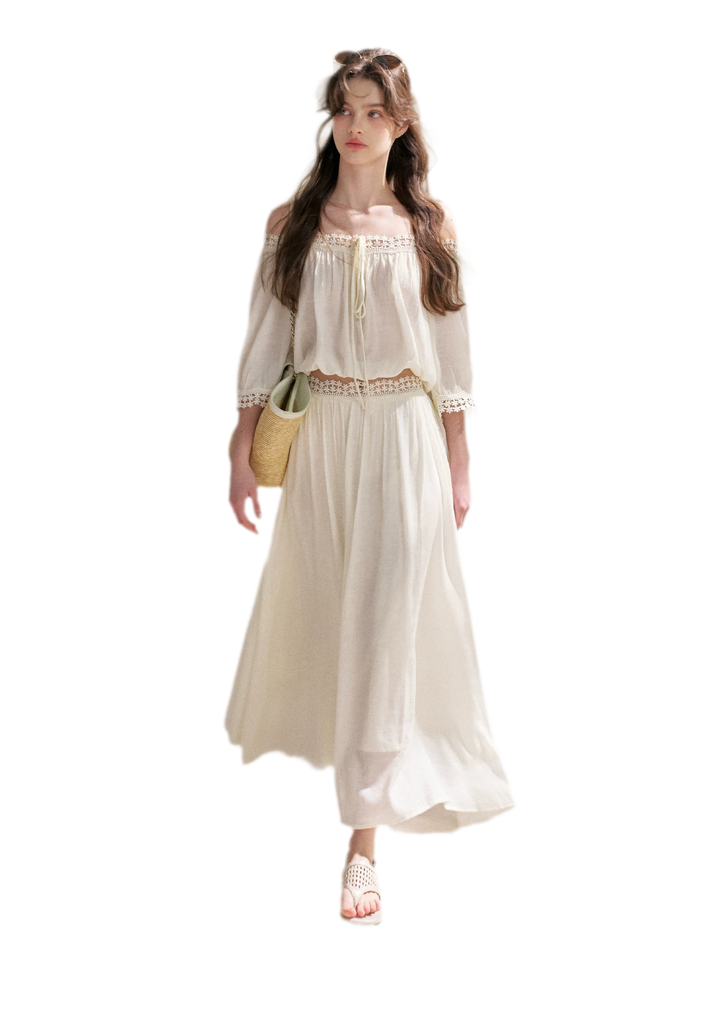 Lace Off-Shoulder Top & Skirt Set