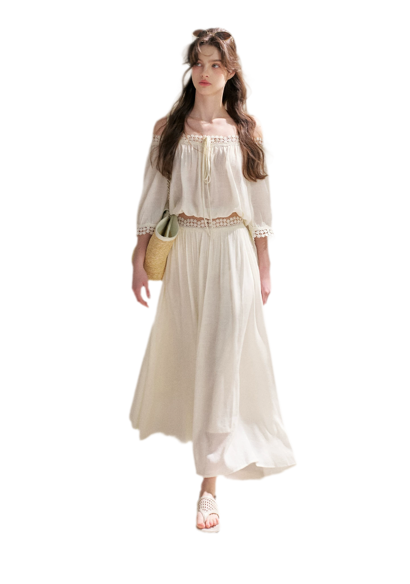 Lace Off-Shoulder Top & Skirt Set