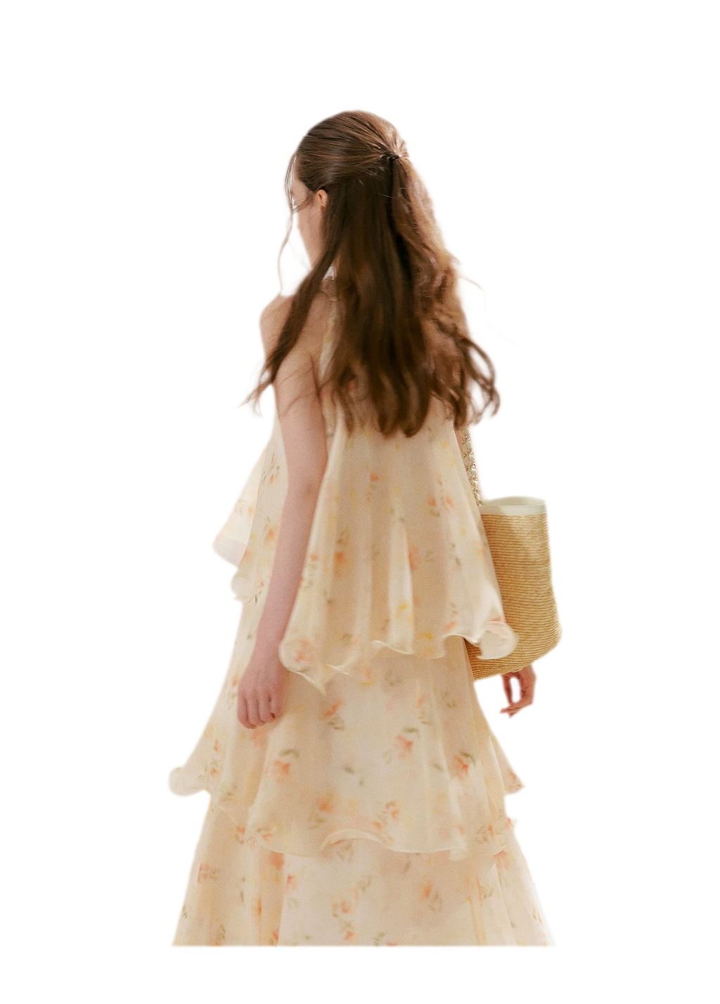 Chiffon Floral Halter Long Dress