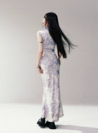 Iris Purple Mesh Qipao