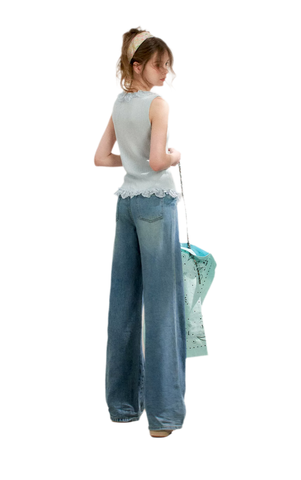 Soft Cotton Wide-Leg Jeans with Bow Detail