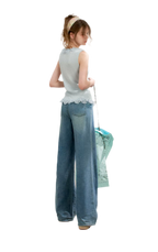 Soft Cotton Wide-Leg Jeans with Bow Detail