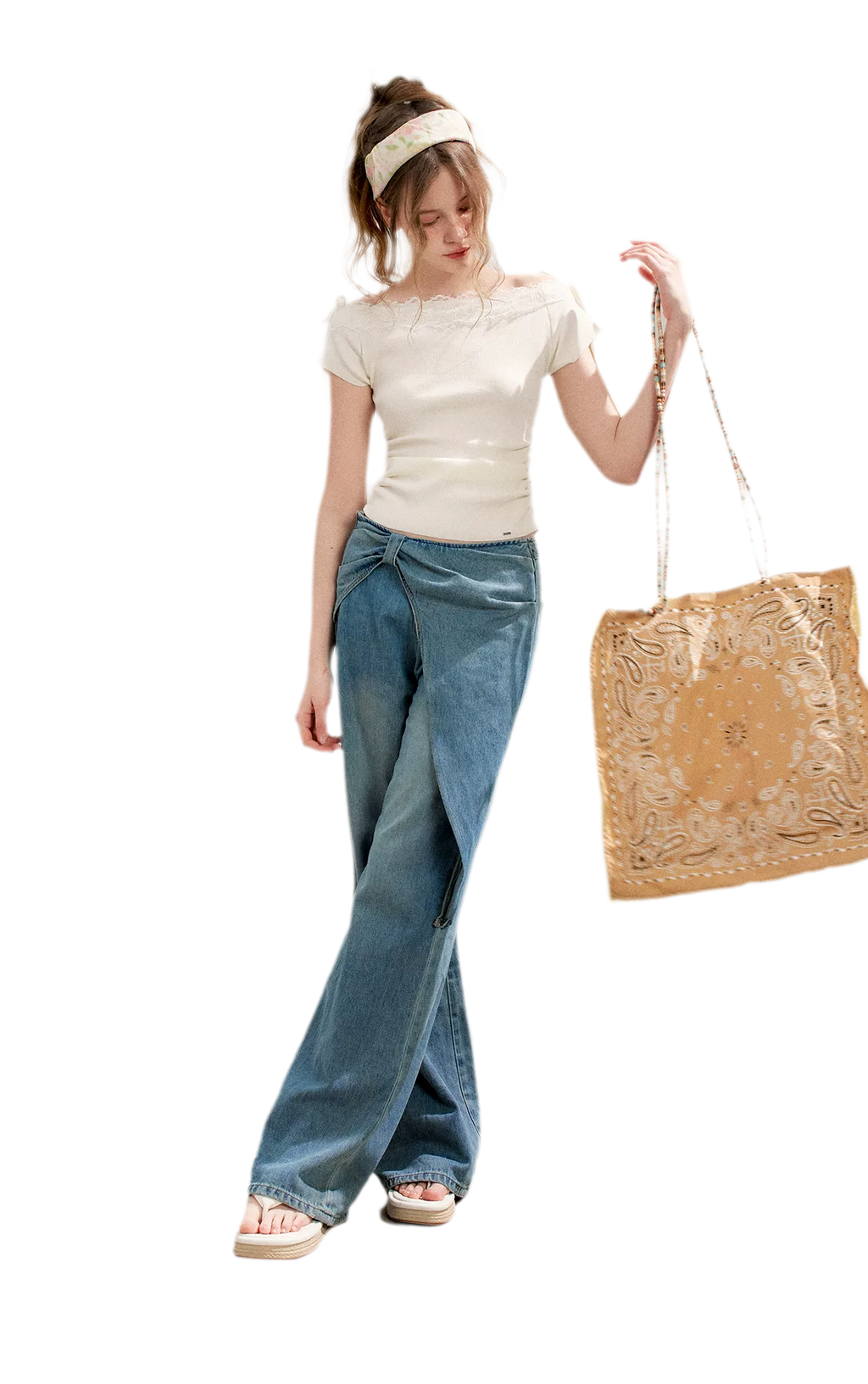 Lace Knit Denim Set
