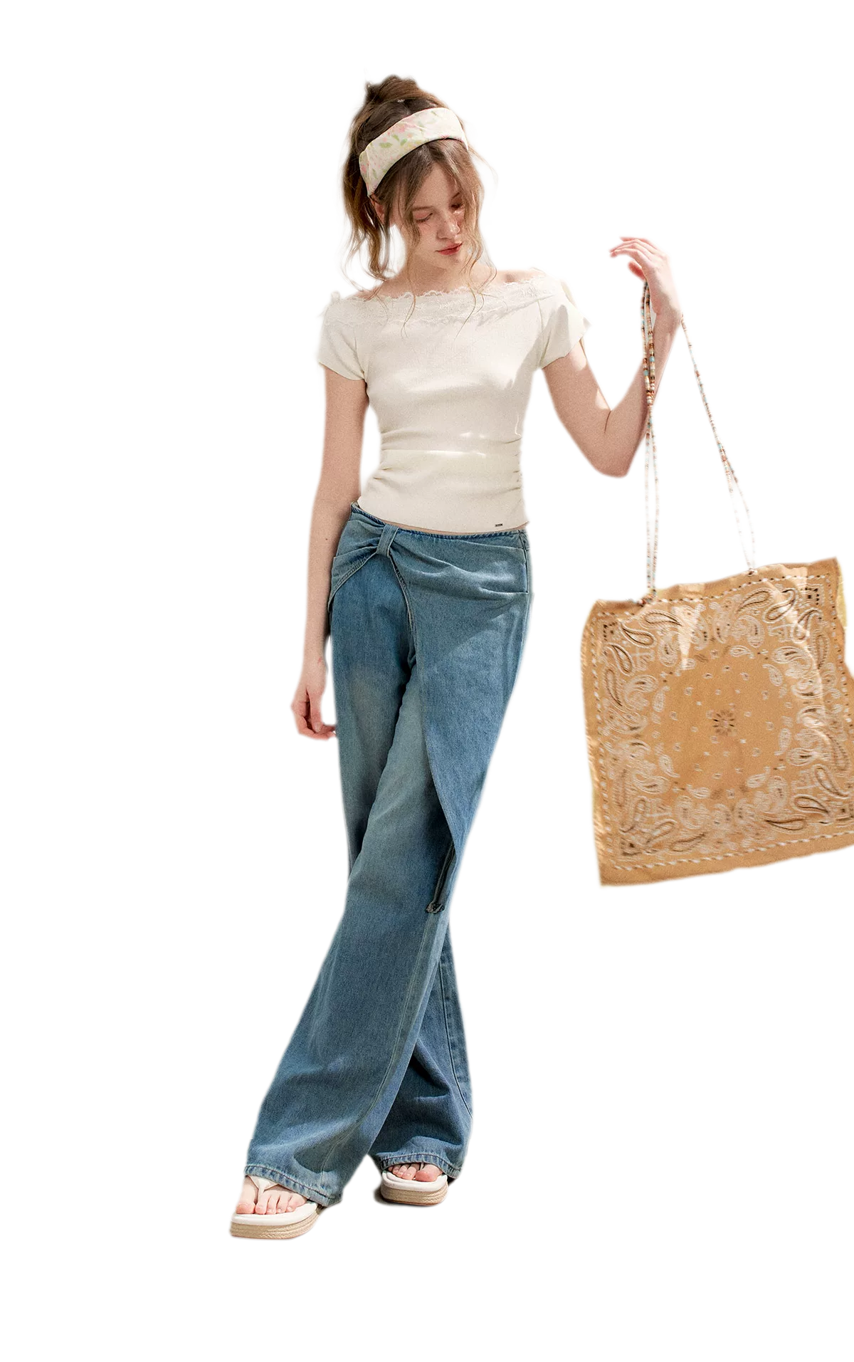 Lace Knit Denim Set
