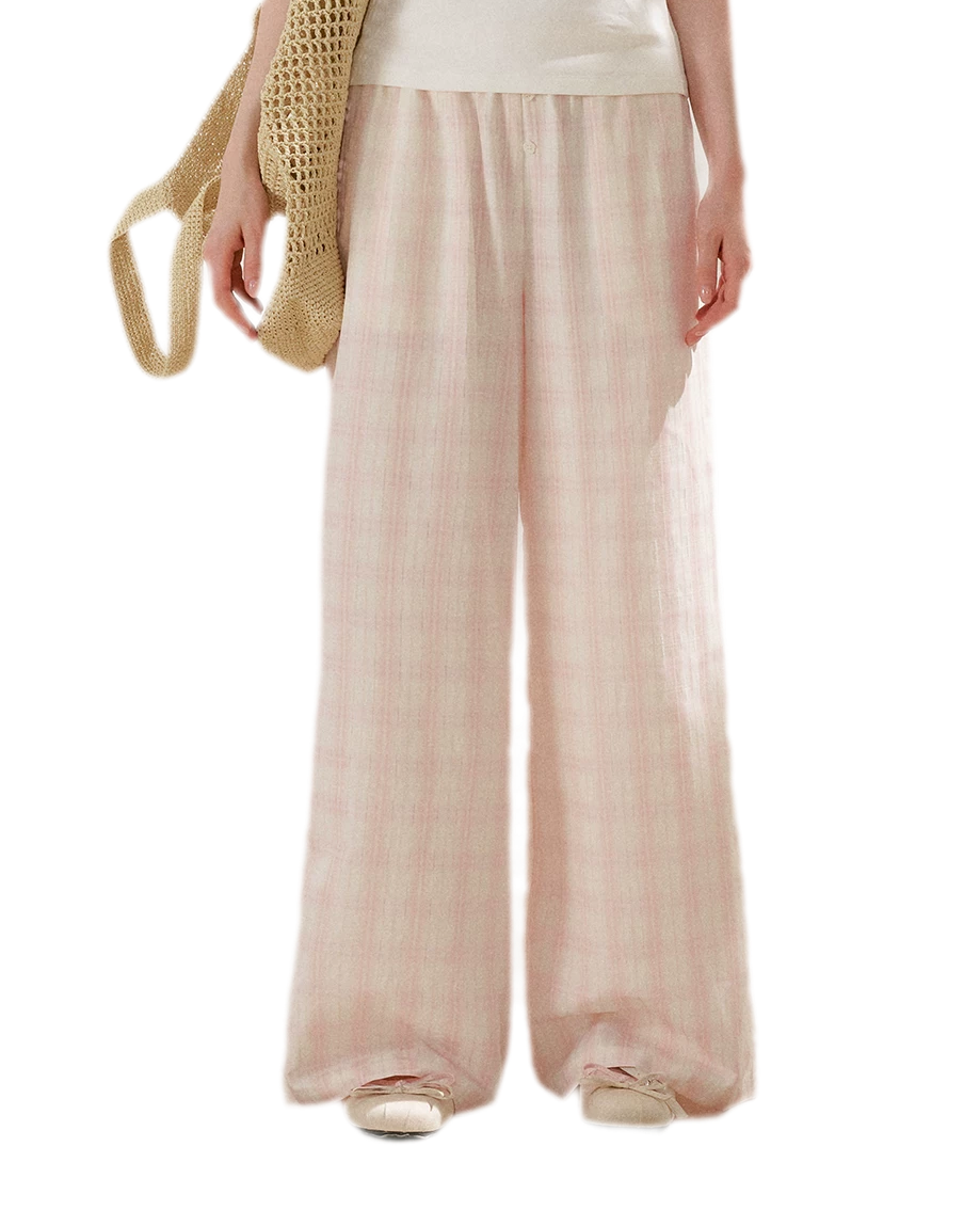Checkered Wide-Leg Pants