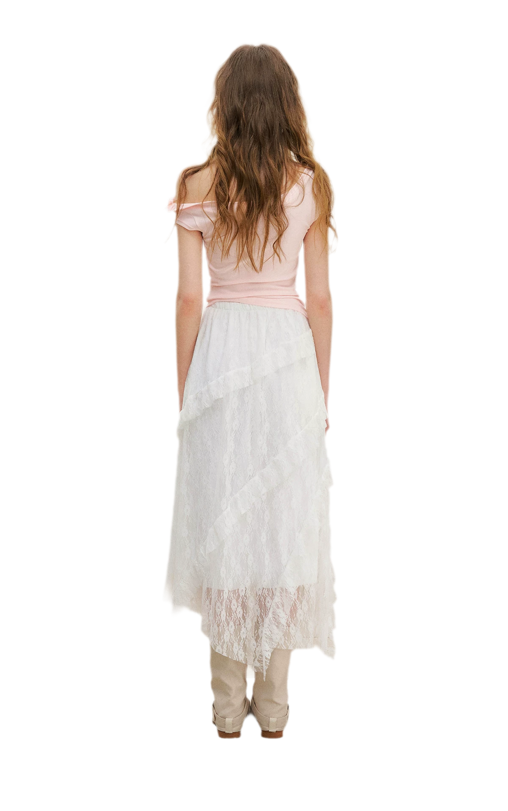 Asymmetric Lace Short Sleeve T-Shirt