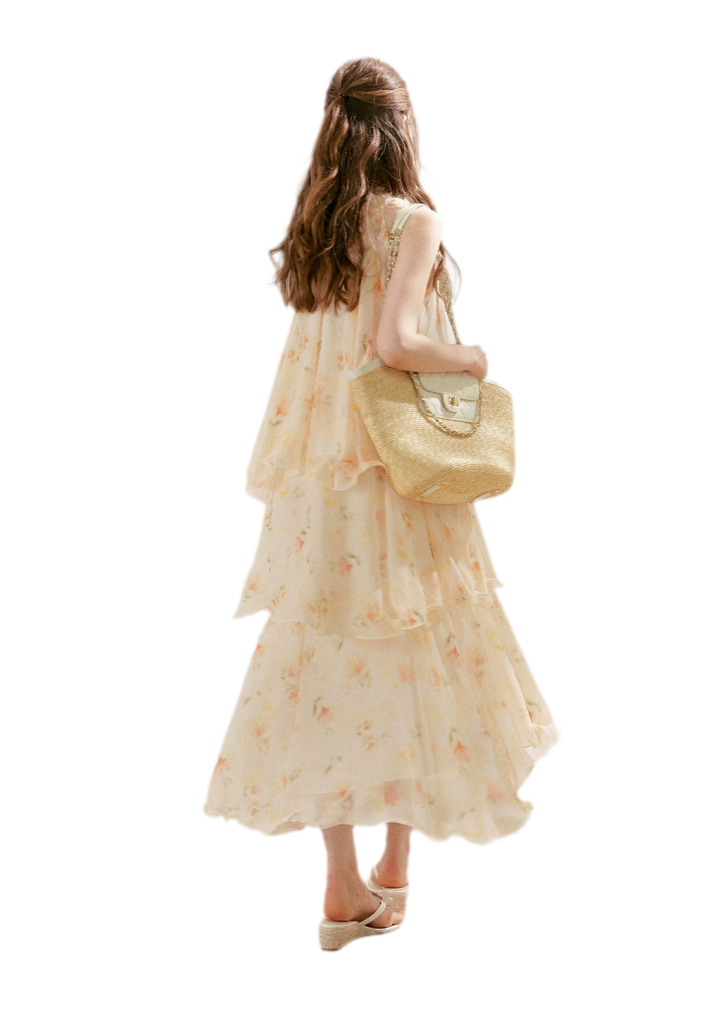 Chiffon Floral Halter Long Dress