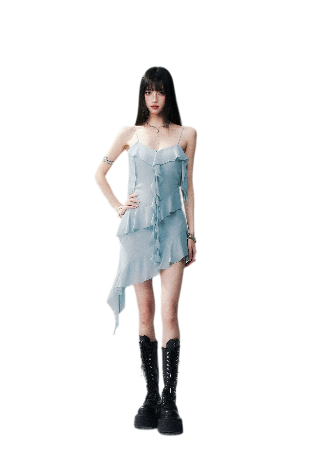Ruffled Asymmetric Cami Dress