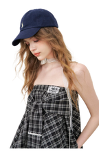 Asymmetric Lace Patchwork Plaid Skirt/Top