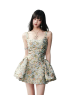 Jacquard Floral Short Dress