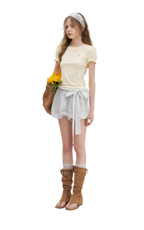 Bow Tie Elastic Waist Casual Shorts