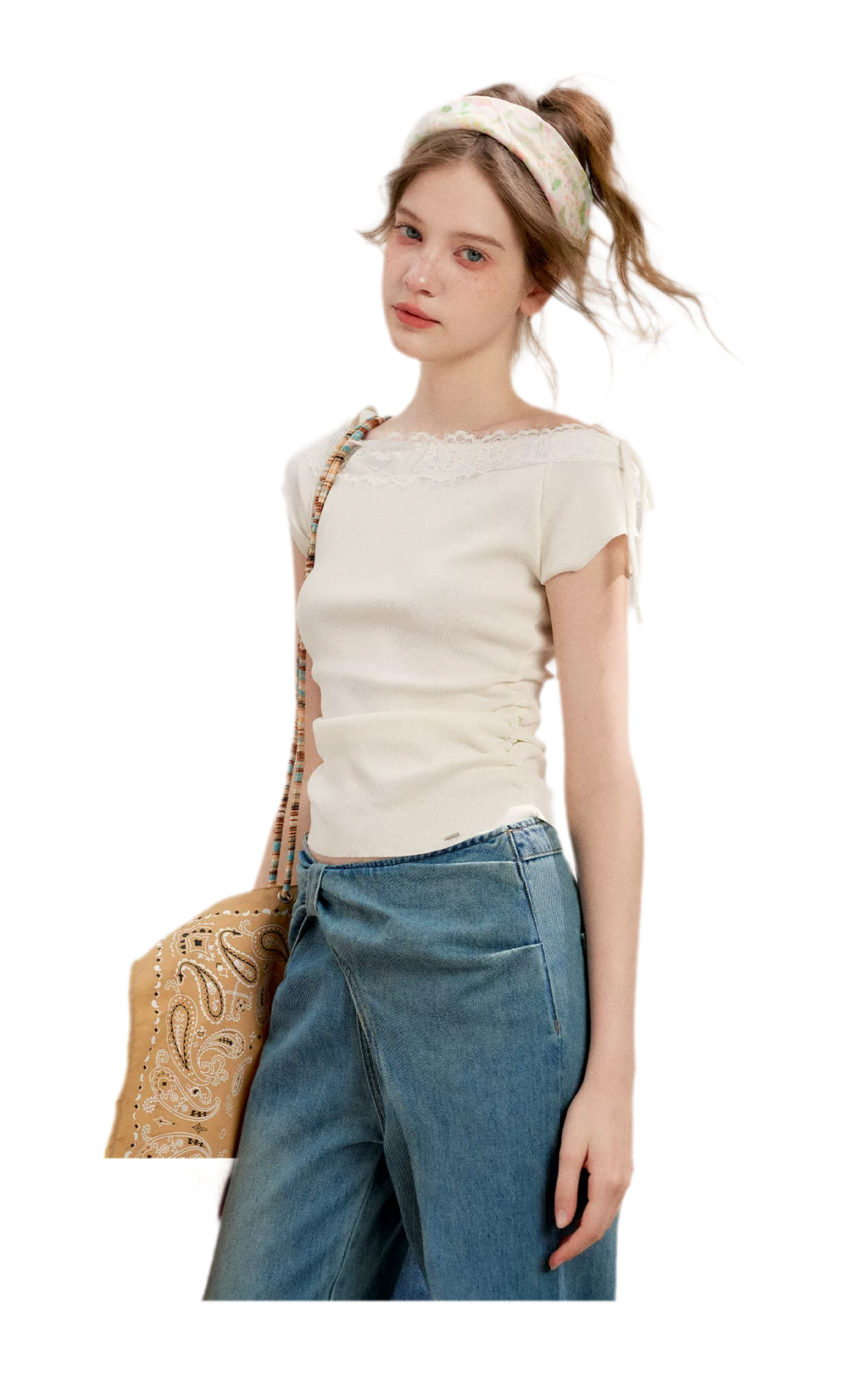 Lace Knit Denim Set
