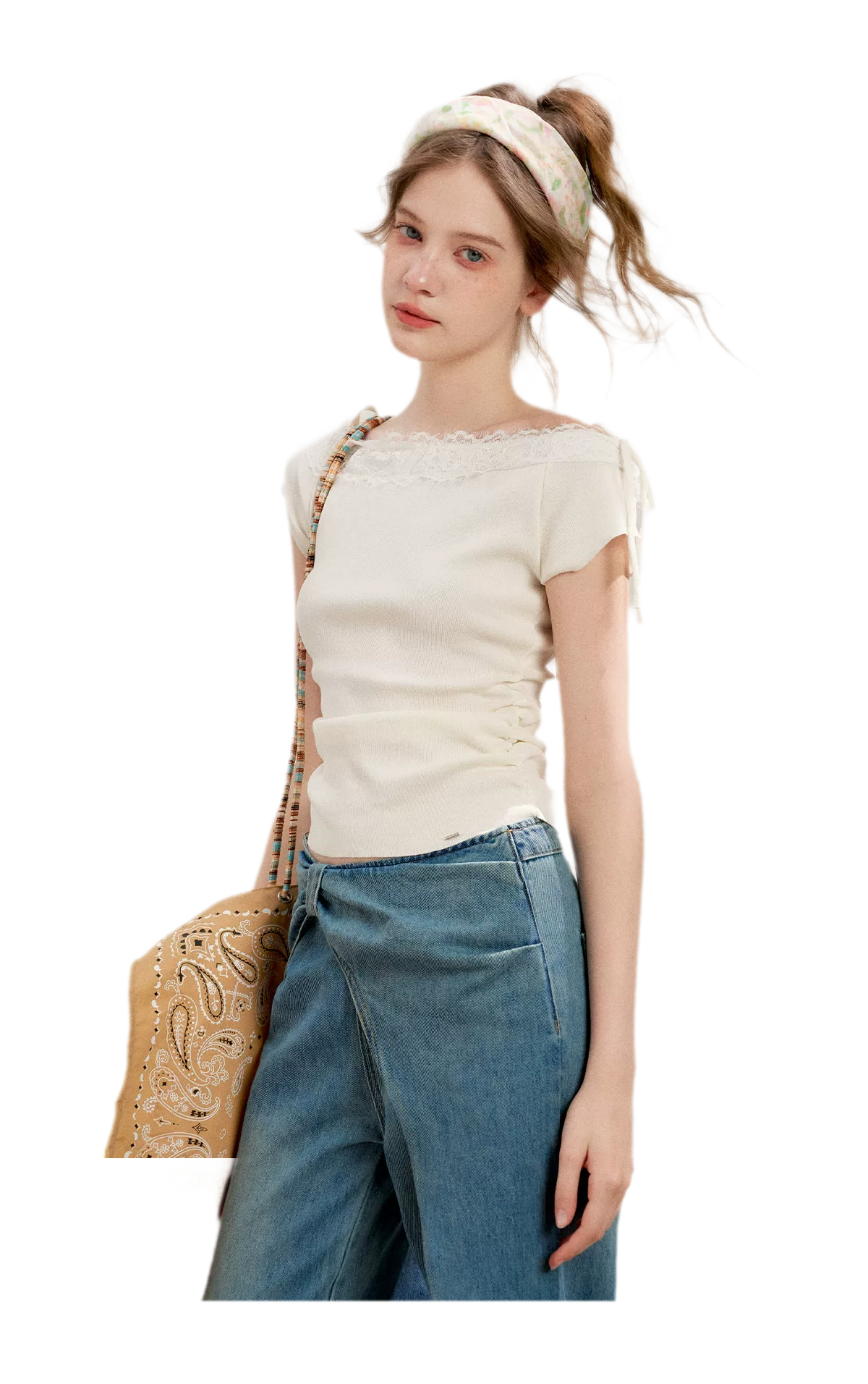Lace Knit Denim Set