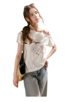 Tencel Lace Puppy Print T-Shirt