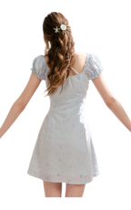 Embroidered A-Line Short Sleeve Dress