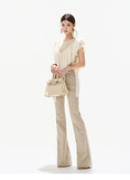 Slim Fit Flared Cotton Blend Pants