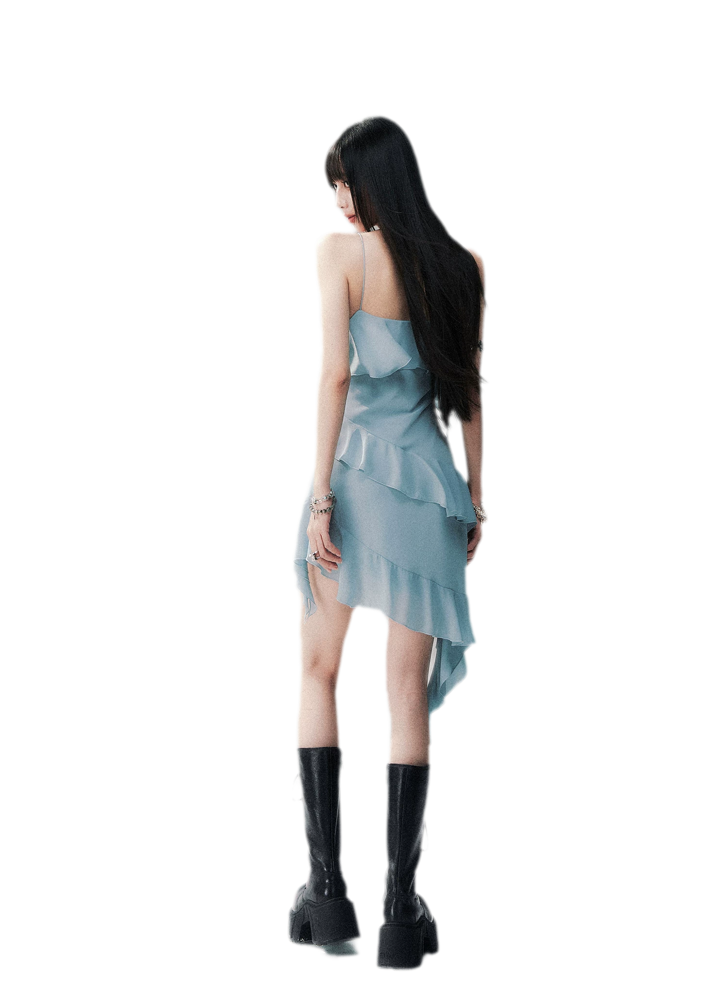 Ruffled Asymmetric Cami Dress