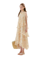 Chiffon Floral Halter Long Dress