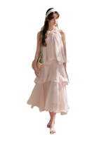 Chiffon Floral Halter Long Dress