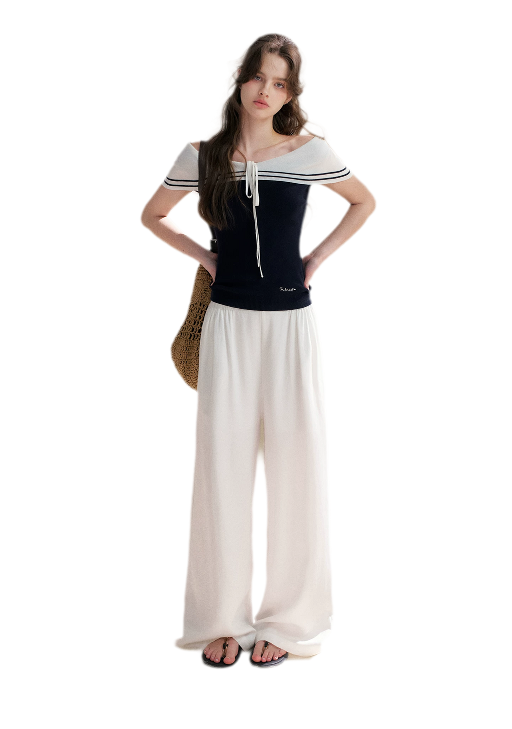 V-Neck Tie Knit Top