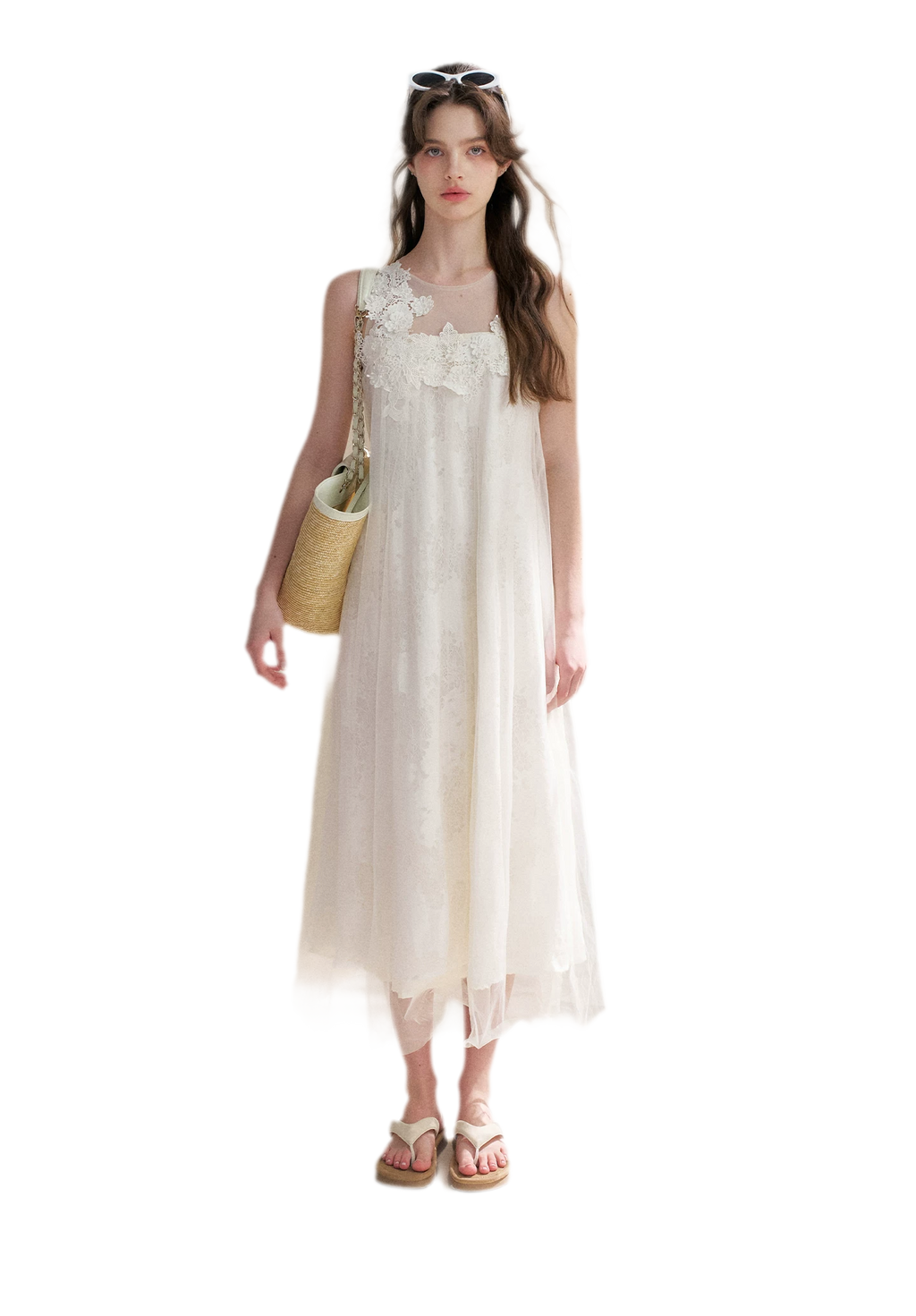 Sleeveless Mesh Lace Dress