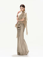 Amber Radiance Acetate Satin Mermaid Skirt