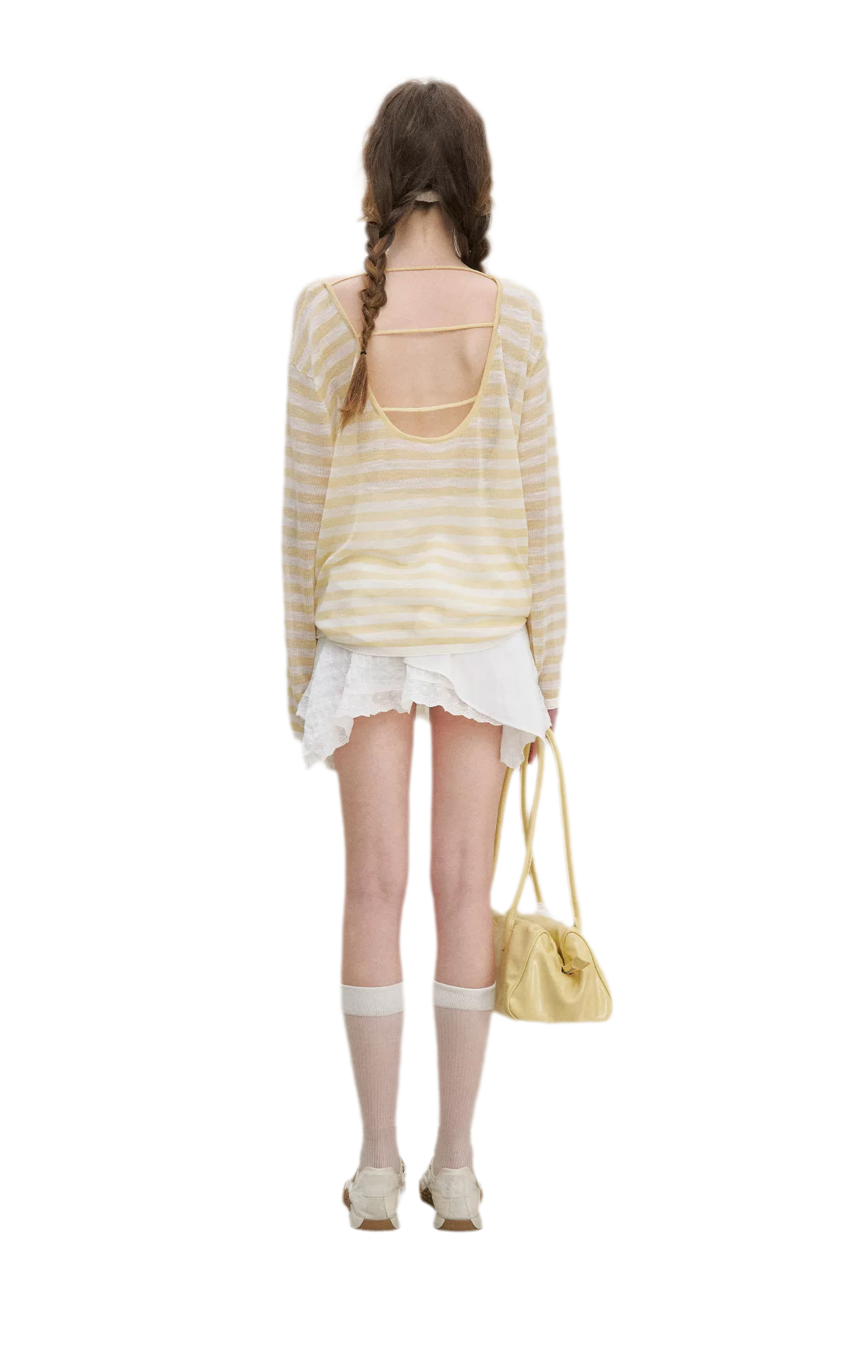 Striped Open-Back Cardigan