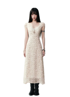 Lace V-Neck Long Dress