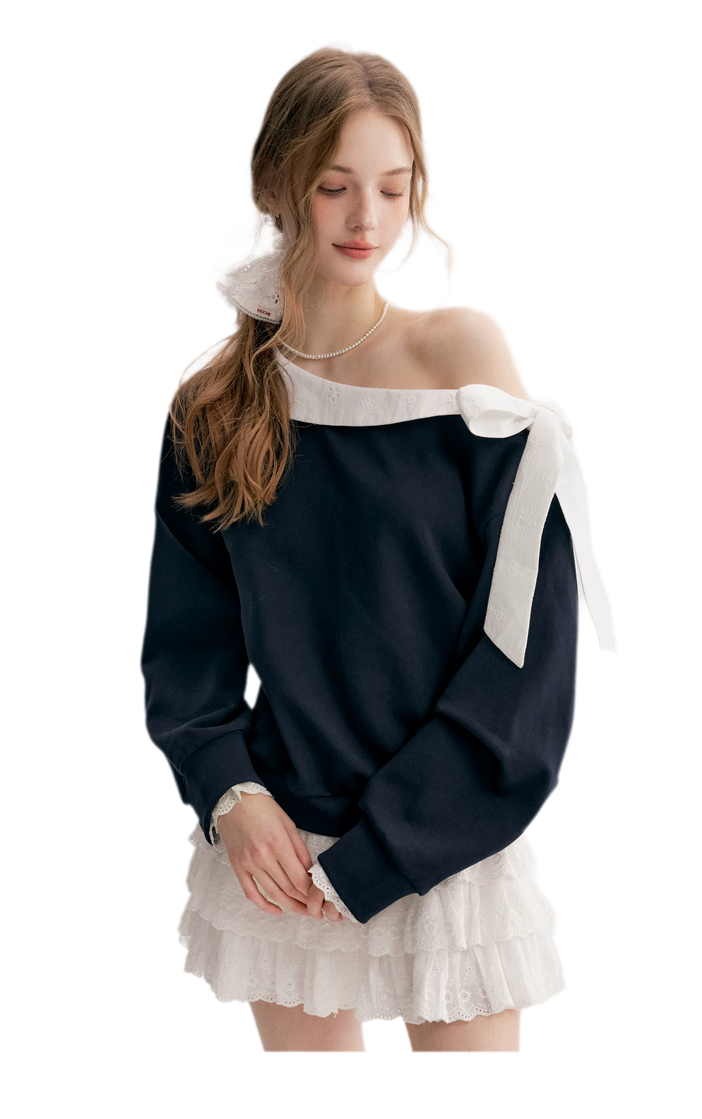 Balletcore Lace Collar Sweatshirt
