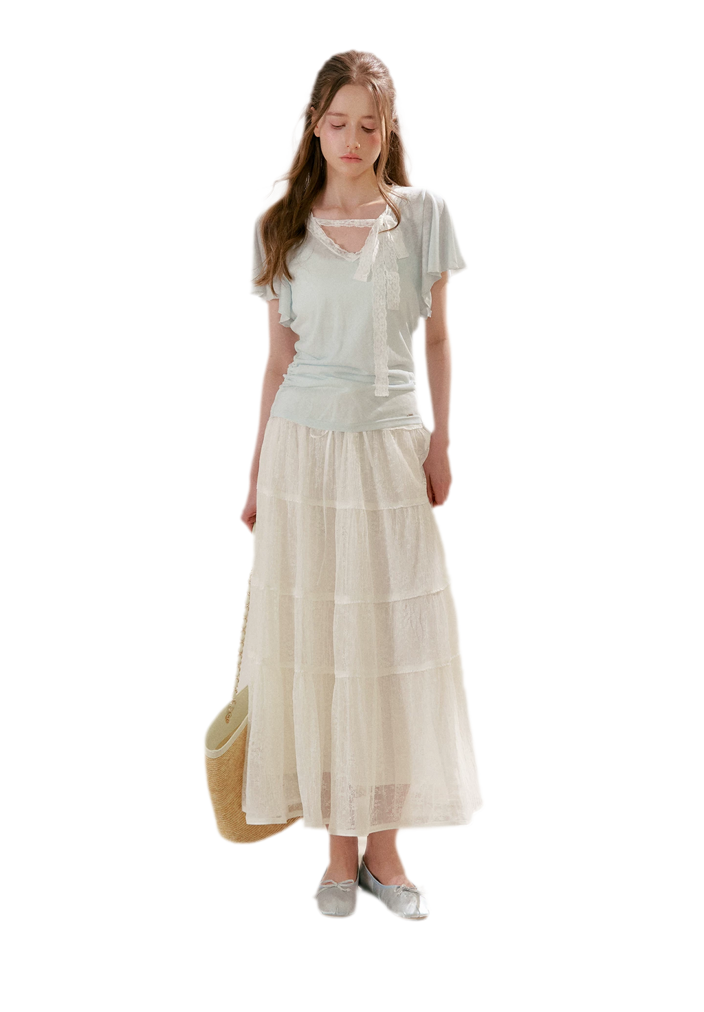 Snowflake Tencel Linen Lace T-shirt