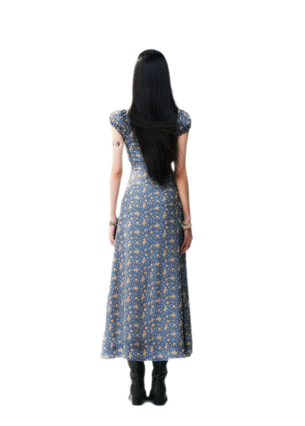 Blue Floral Tencel Dress